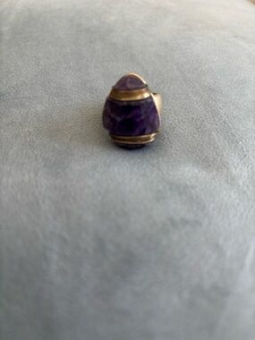 Gold-Tone Amethyst Cabochon Statement Ring - Women Jewelry